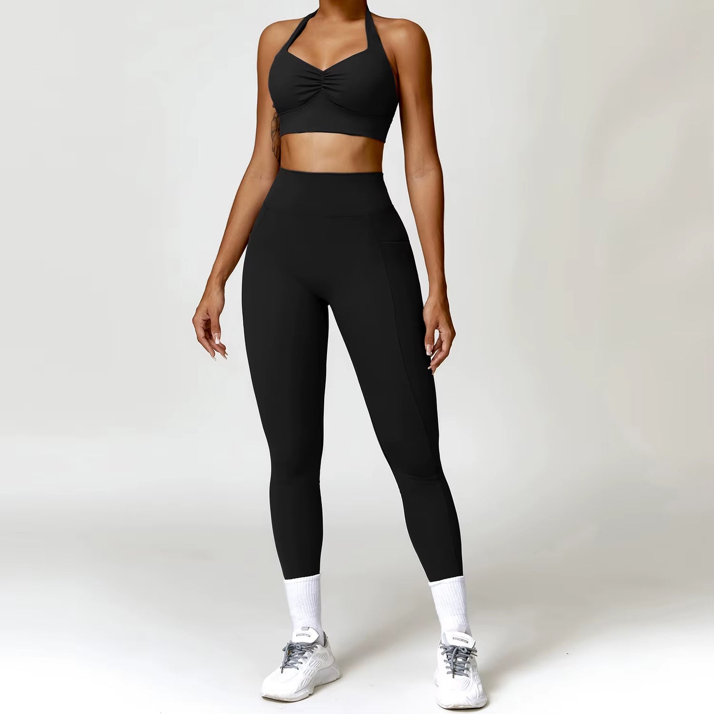 Women Two Piece Sexy Back-V Set Yoga Set High Waist Outfit Fitness Gym Suit Workout Clothes for Women Sportwear Women Tracksuit