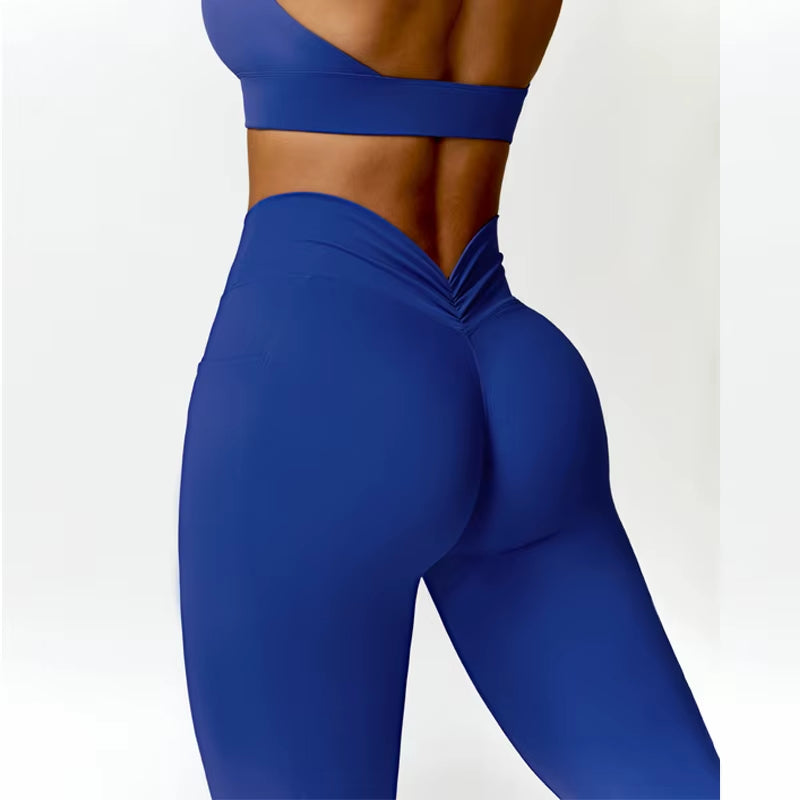 Women Two Piece Sexy Back-V Set Yoga Set High Waist Outfit Fitness Gym Suit Workout Clothes for Women Sportwear Women Tracksuit